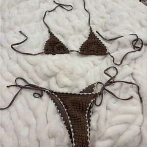 Brown Crochet Bikini Set From Seamolly